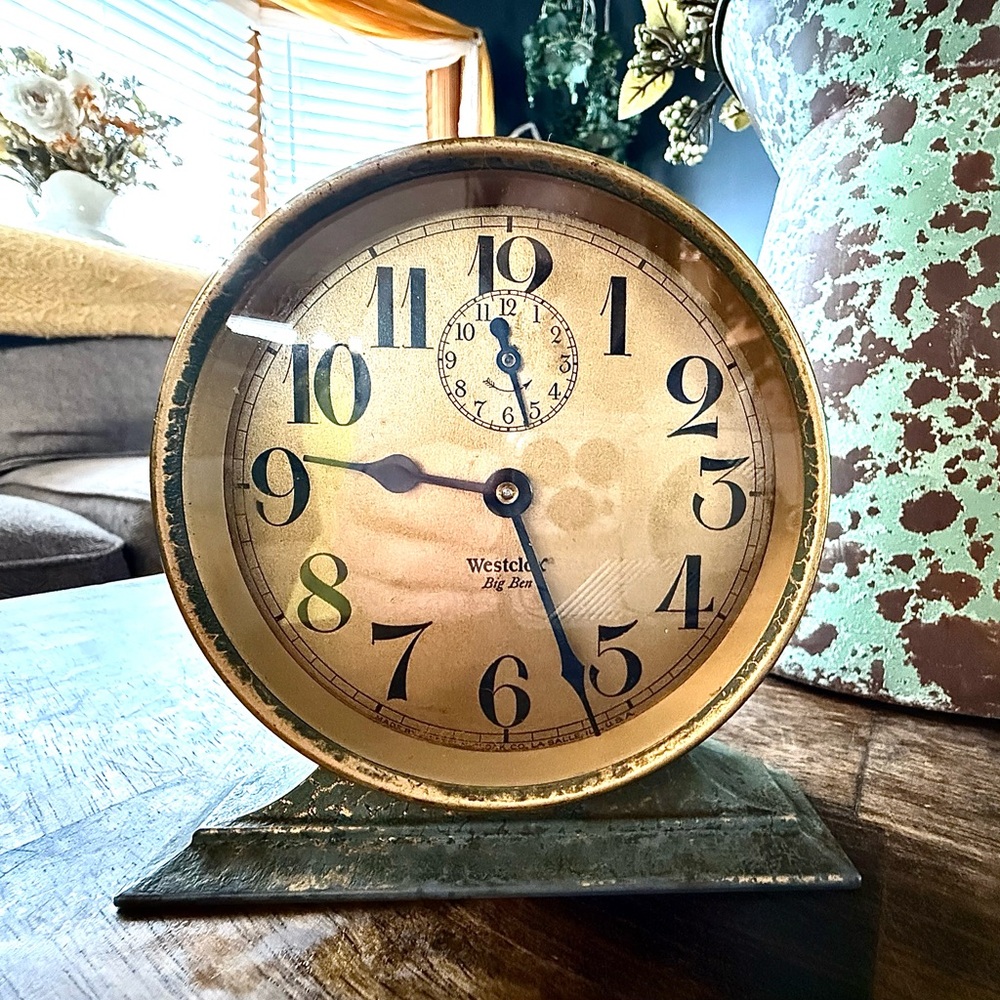 RARE, vintage, Westclox Big Ben Style 2 Blue Crackle Non Luminous Alarm Clock